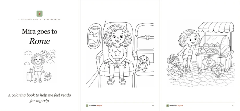 Sample pages from Flying — Mira flies to Rome