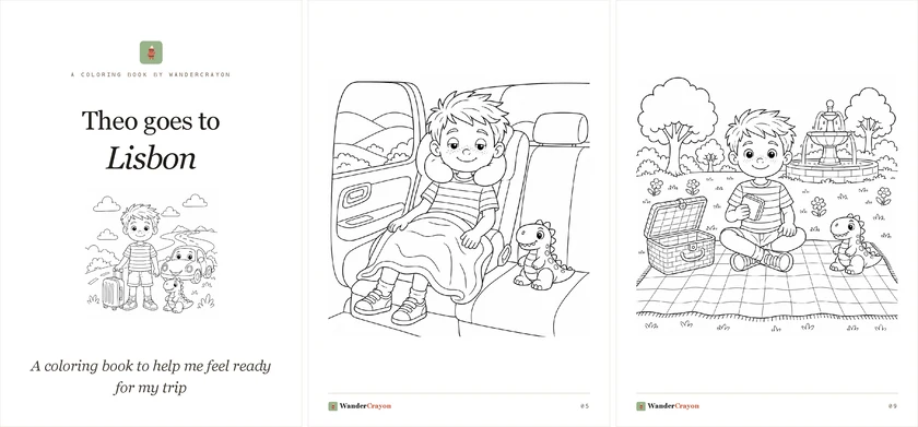Sample pages from Driving — Theo's road trip to Lisbon